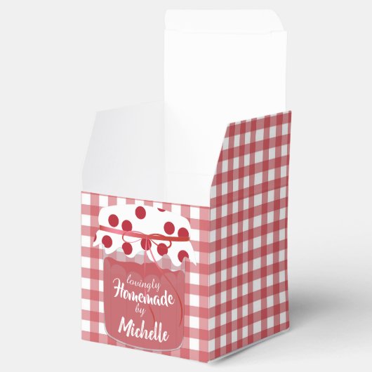 Op maat gemaakte jam en Gingham Bedankdoosjes (Geopend)