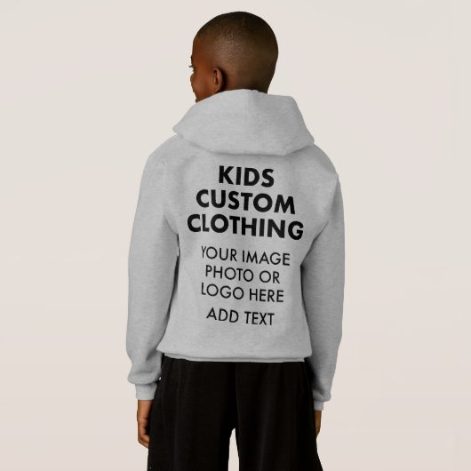 Op maat gemaakte jongenspullover hoodie - GRIJS (Achterkant volledig)
