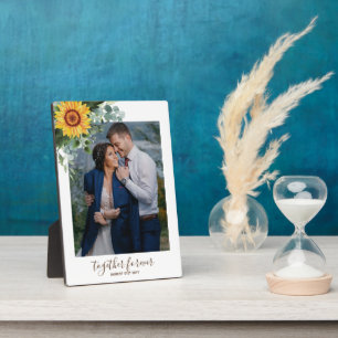 Op Maat Gemaakte Jonggehuwden Rustieke Zonnebloeme Fotoplaat