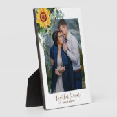 Op Maat Gemaakte Jonggehuwden Rustieke Zonnebloeme Fotoplaat (Zijkant)