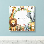 Op maat gemaakte jungle naam kunst dier kinderkame canvas afdruk (Insitu (Houten vloer))