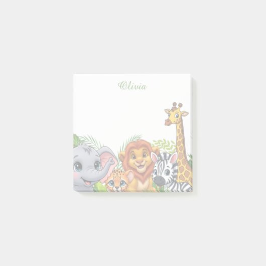 Op maat gemaakte Jungle Safari Dieren Plaknotities Post-it® Notes (Voorkant)