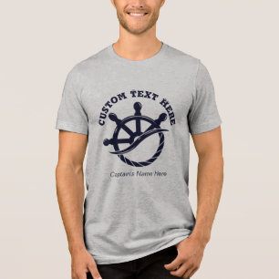 Op maat gemaakte kapitein boot nautisch cadeau Tri-Blend shirt