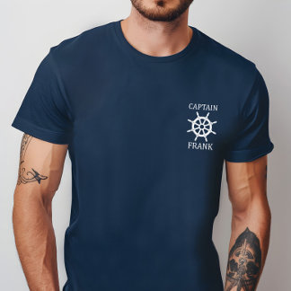 Op maat gemaakte kapitein Shir met scheepswiel voo T-shirt