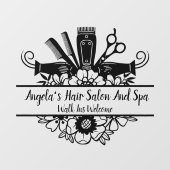 Op maat gemaakte kapsalon en spa Zwart Raamfolie Raamsticker (Vel)