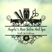 Op maat gemaakte kapsalon en spa Zwart Raamfolie Raamsticker (Vel 3)