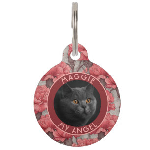 Op maat gemaakte kattenliefhebber cadeau anjers huisdierpenning