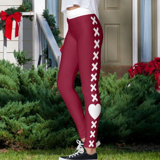Op maat gemaakte kattenmoeder bordeauxrode gestree leggings