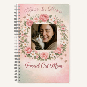 Op maat gemaakte kattenmoeder met foto & naam bloe notitieboek