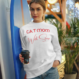 Op maat gemaakte kattenmoeder rood schrift grappig trui