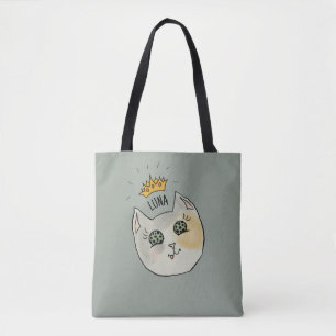 Op maat gemaakte kattennaamkunst - Chubby witte ka Tote Bag