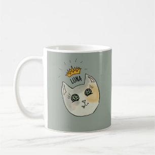 Op maat gemaakte kattennaamkunst - dikke witte kat koffiemok