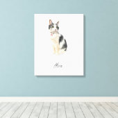 Op maat gemaakte kattenportret aquarel canvas afdruk (Insitu (Houten vloer))