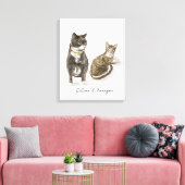 Op maat gemaakte kattenportret aquarel canvas afdruk (Insitu (Woonkamer))