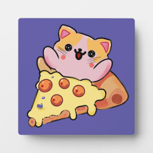 Op maat gemaakte Kawaii Kat Knuffelende Pepperoni Fotoplaat