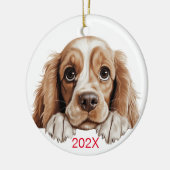 Op maat gemaakte Kerst Cocker Spaniel Keramisch Ornament (Links)
