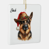Op maat gemaakte Kerst Duitse Herdershond Cowboyho Keramisch Ornament (Rechts)