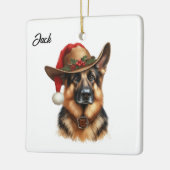 Op maat gemaakte Kerst Duitse Herdershond Cowboyho Keramisch Ornament (Links)