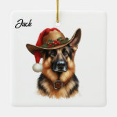 Op maat gemaakte Kerst Duitse Herdershond Cowboyho Keramisch Ornament (Achterkant)