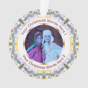 Op maat gemaakte kerst geel paarse familie foto ca ornament