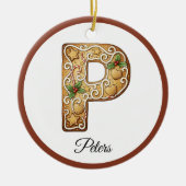 Op maat gemaakte kerst gingerbread letter P monogr Keramisch Ornament (Voorkant)