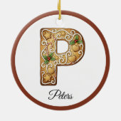 Op maat gemaakte kerst gingerbread letter P monogr Keramisch Ornament (Achterkant)