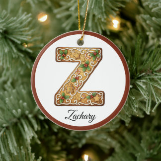 Op maat gemaakte kerst gingerbread letter Z monogr Keramisch Ornament