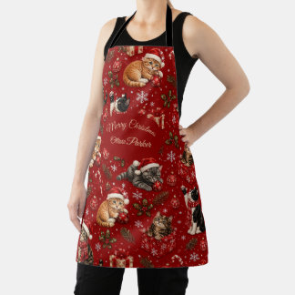 Op maat gemaakte kerst kattenliefhebber cadeau sch schort