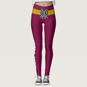 Op maat gemaakte Kerst Merlot Gouden Geruite Strik Leggings