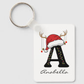 Op maat gemaakte kerst monogram sleutelhanger voor (Voorkant)