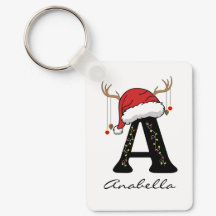 Op maat gemaakte kerst monogram sleutelhanger voor