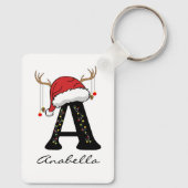 Op maat gemaakte kerst monogram sleutelhanger voor (Achterkant)