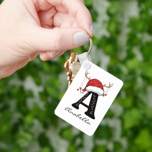 Op maat gemaakte kerst monogram sleutelhanger voor (Hand)