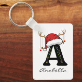Op maat gemaakte kerst monogram sleutelhanger voor (Voorkant)