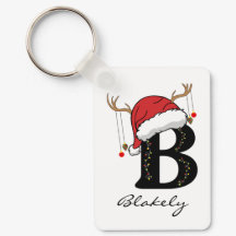 Op maat gemaakte kerst monogram sleutelhanger voor