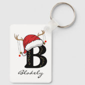 Op maat gemaakte kerst monogram sleutelhanger voor (Achterkant)