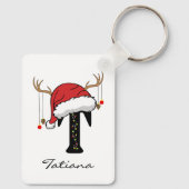 Op maat gemaakte kerst monogram sleutelhanger voor (Achterkant)