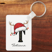 Op maat gemaakte kerst monogram sleutelhanger voor (Achterkant)