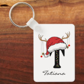 Op maat gemaakte kerst monogram sleutelhanger voor (Voorkant)