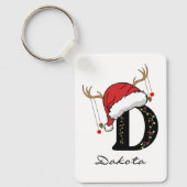 Op maat gemaakte kerst monogram sleutelhanger voor (Voorkant)