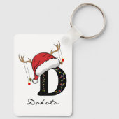 Op maat gemaakte kerst monogram sleutelhanger voor (Achterkant)
