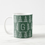 Op maat gemaakte kerst monogrammok met witte bomen koffiemok (Links)