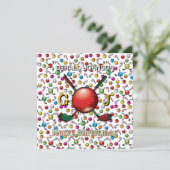 Op maat gemaakte kerst-monogramontwerp voor golfer feestdagenkaart (Staand voorkant)