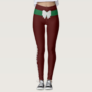 Op maat gemaakte Kerst Oxblood Groen Ijverzilveren Leggings