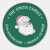 Op maat gemaakte kerstadreslabel van Kerstman Ronde Sticker (Voorkant)