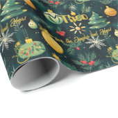 Op maat gemaakte kerstbomen en kerstversiering cadeaupapier (Rol Hoek)