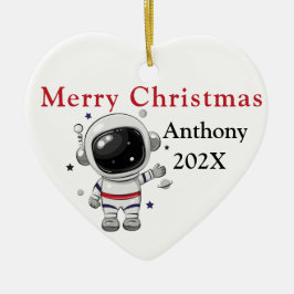 Op maat gemaakte kerstboom astronaut keramisch ornament