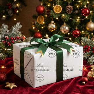 Op maat gemaakte kerstcadeaus met bedrijfslogo cadeaupapier
