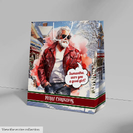 Op maat gemaakte kerstcadeautassen Knappe kerstman Medium Cadeauzakje