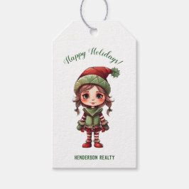 Op maat gemaakte Kerstelf Zakelijke Feestdagen Cadeaulabel